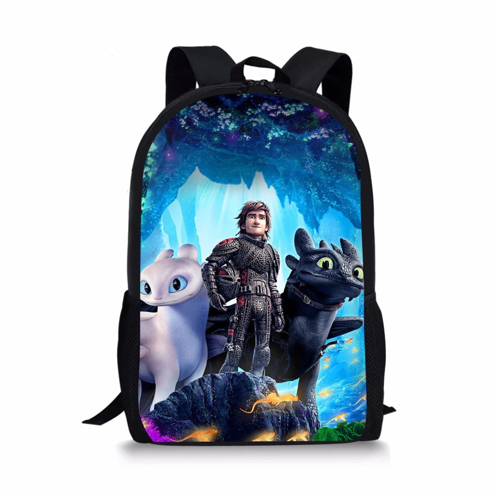 Train-Dragon-Anime Print Backpack Casual Outdoor Travel Children's Knapsack