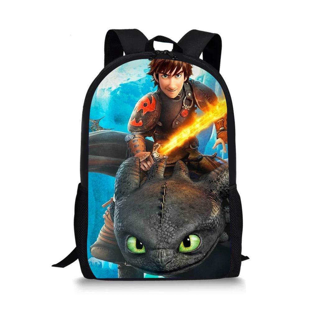 Train-Dragon-Anime Print Backpack Casual Outdoor Travel Children's Knapsack