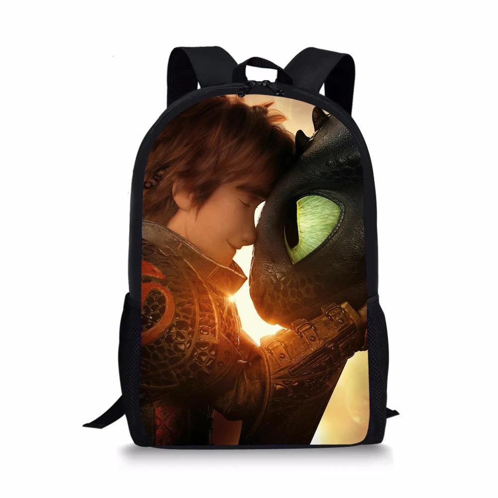 Train-Dragon-Anime Print Backpack Casual Outdoor Travel Children's Knapsack