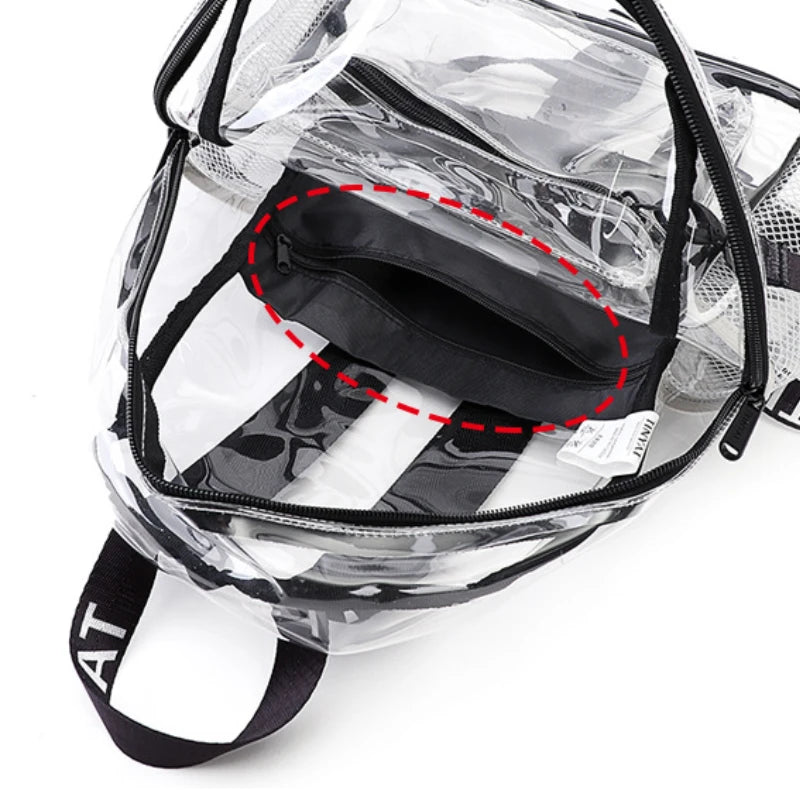 Transparent PVC Backpack Women's Jelly Bag Waterproof Beach Schoolbag