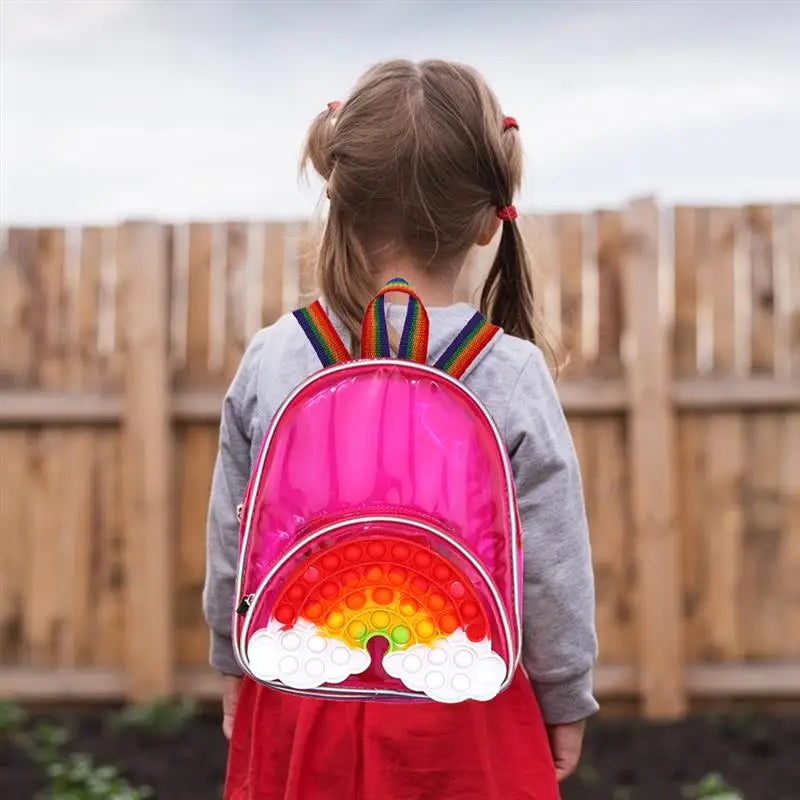 Transparent Candy Backpacks Fidget Toy Push Bubble School Bag Waterproof