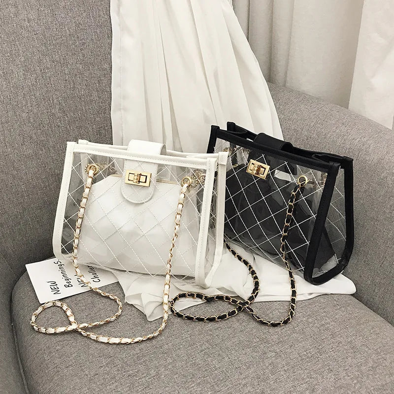 Transparent Jelly Big Bag PVC Women's Handbag Chain Shoulder