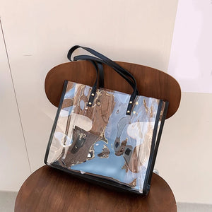 Transparent PVC Shoulder Bag for Women Handbag Large Tote Beach Bag
