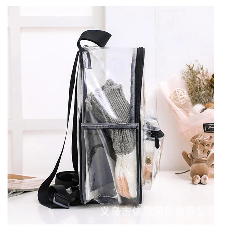 Transparent PVC Backpack for Female Casual Travel School