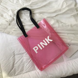 Transparent Tote Bag PVC Shoulder Bag Grocery Storage Handbag Reusable Eco Totes