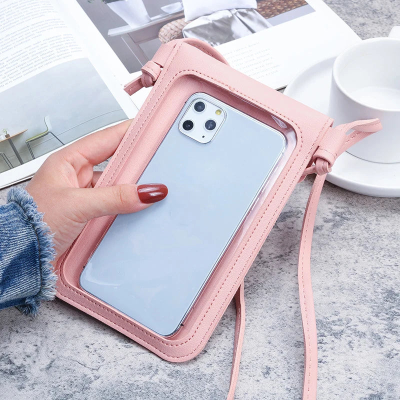 Transparent Touch Screen Mobile Phone Bag Lock Love Messenger Bag