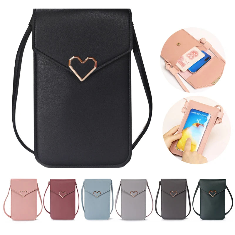 Transparent Touch Screen Mobile Phone Bag Lock Love Messenger Bag
