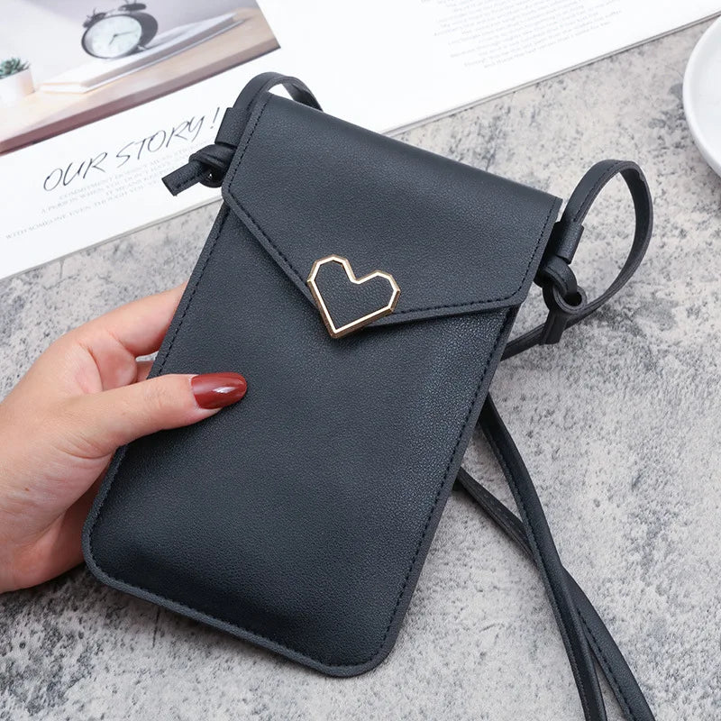 Transparent Touch Screen Mobile Phone Bag Lock Love Messenger Bag