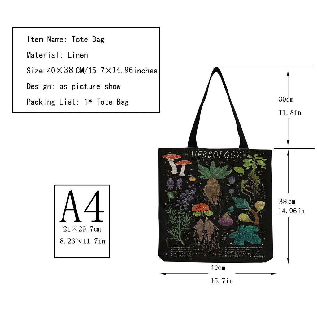 Cartoon Mushroom Printed Beach Shoulder Bag High Capacity Handbag