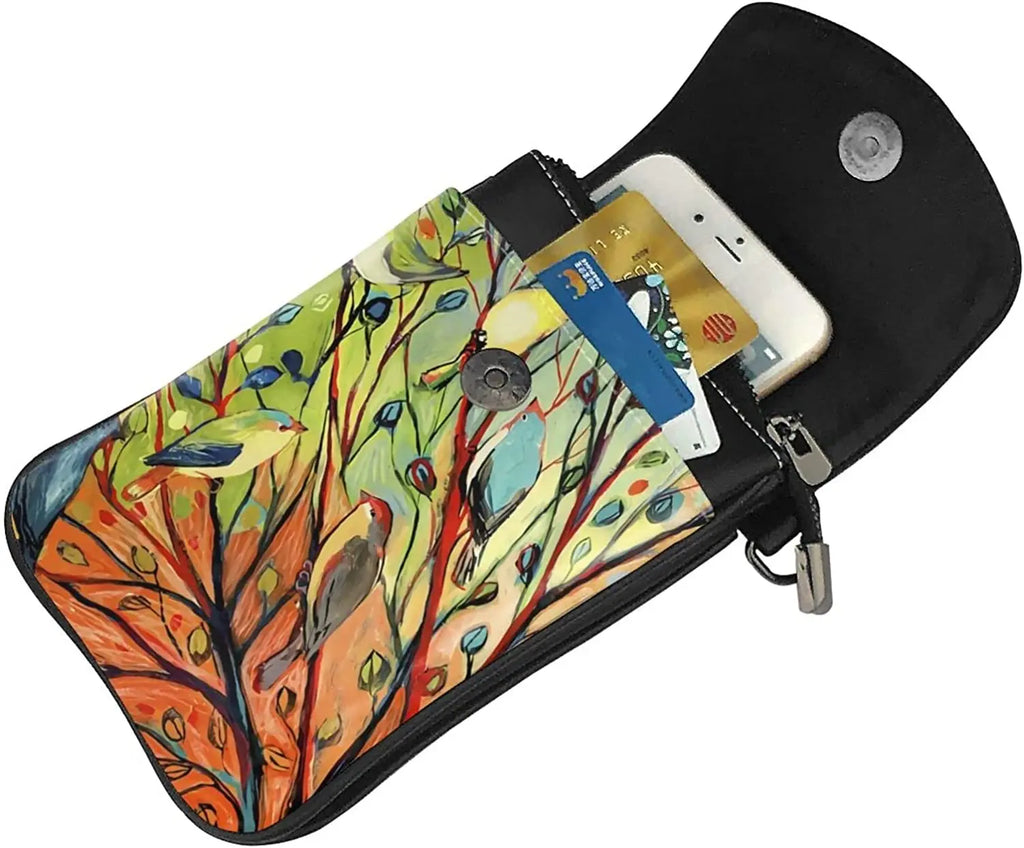 Trees And Birds Crossbody Bag Cell Phone Purse Women Shoulder Bag
