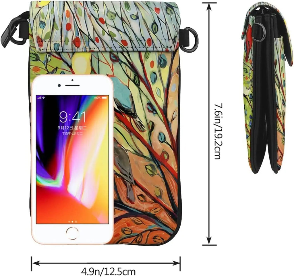 Trees And Birds Crossbody Bag Cell Phone Purse Women Shoulder Bag