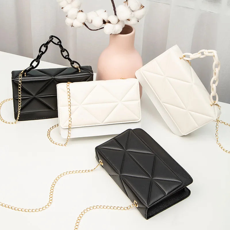 Rhombic Crossbody Bag Women's Shoulder Handbag PU Leather Messenger