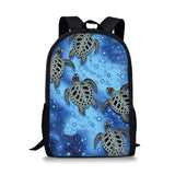 3D Sea Turtle Pattern Print Backpack For Teens Boys Children Durable Mochilas