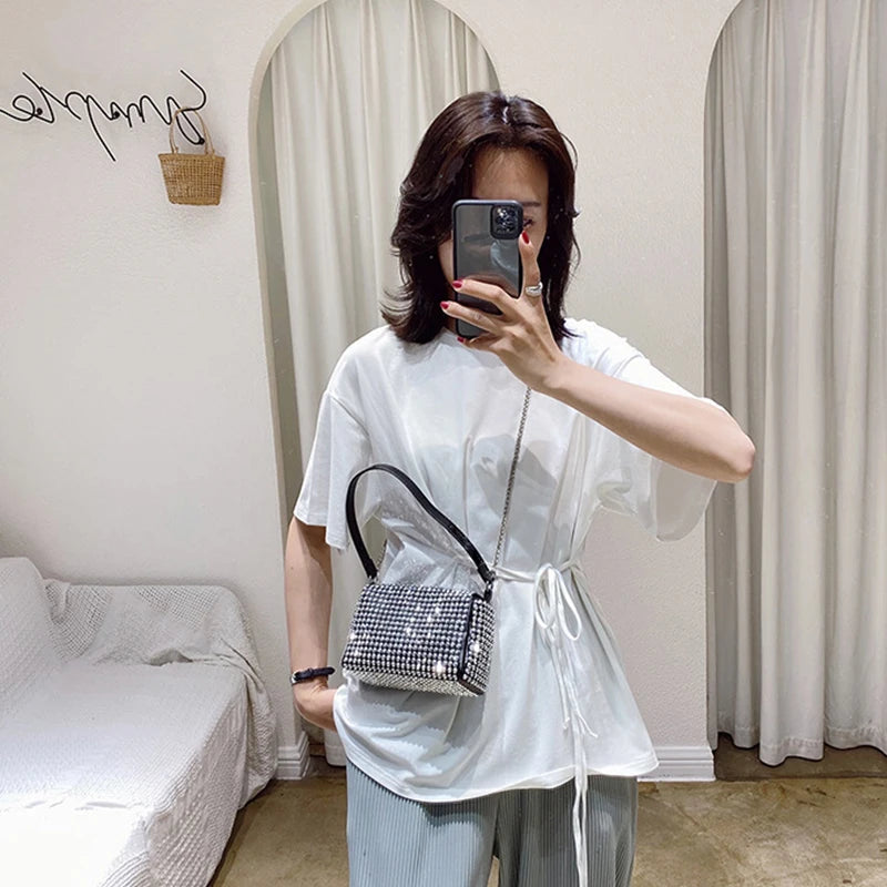 Bright Diamond Shoulder Bag Women PU Leather Crossbody Bag