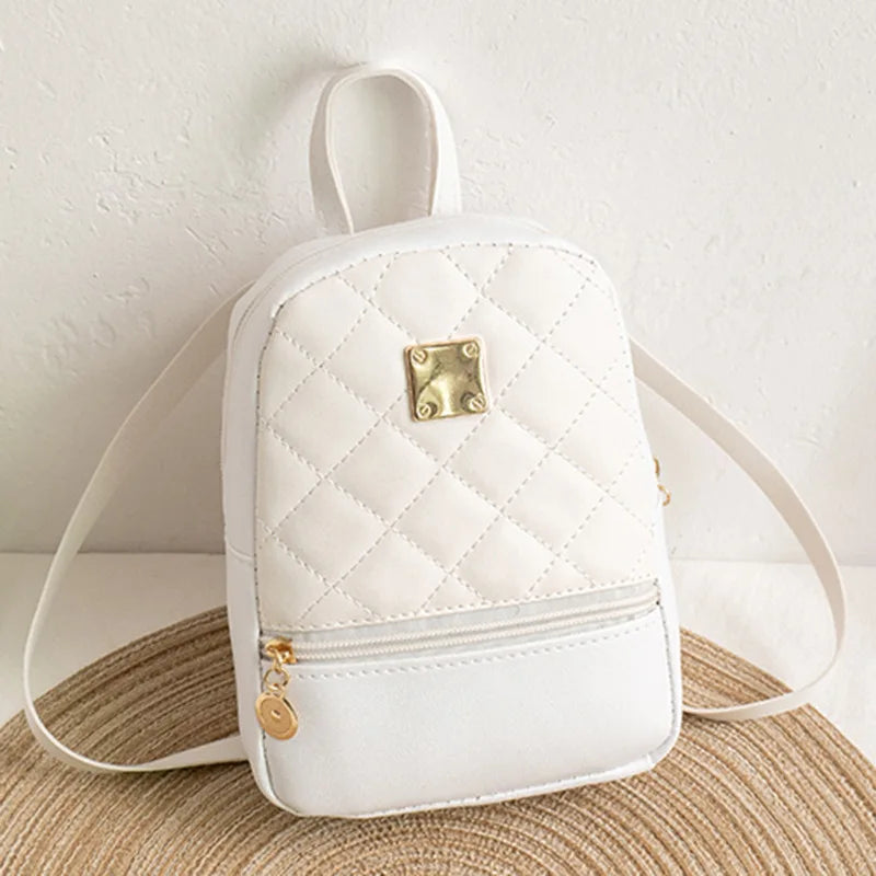 Embroidered Rhombus Stitching Backpack Soft Surface Change Mobile Travel Bag