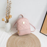 Embroidered Rhombus Stitching Backpack Soft Surface Change Mobile Travel Bag