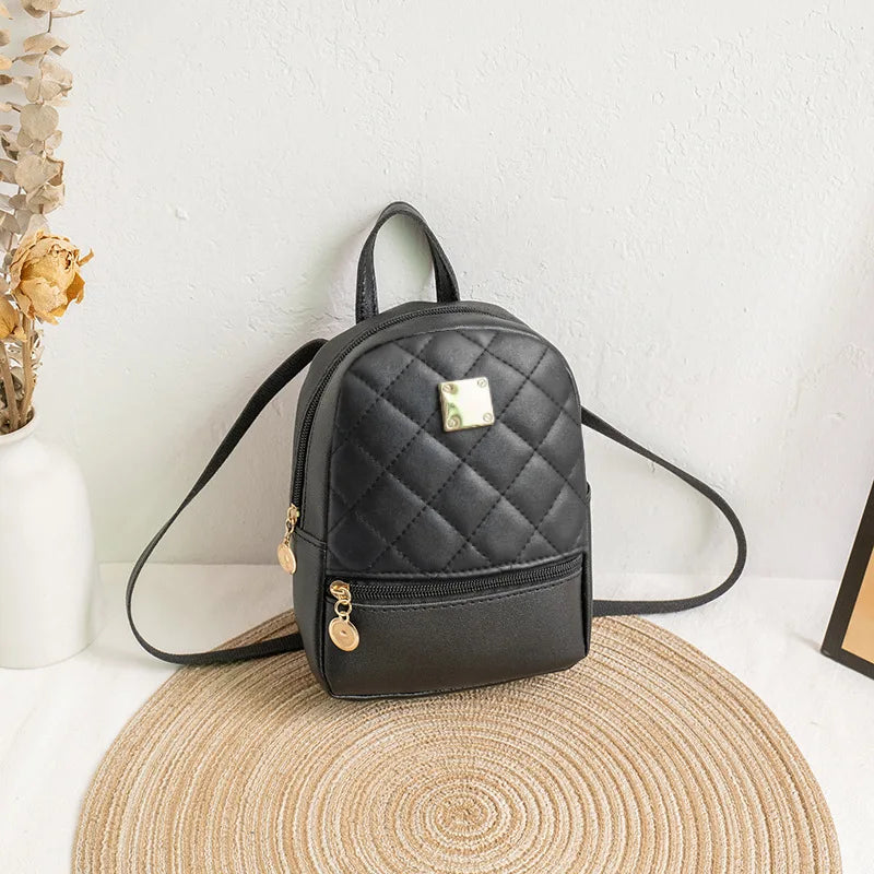 Embroidered Rhombus Stitching Backpack Soft Surface Change Mobile Travel Bag