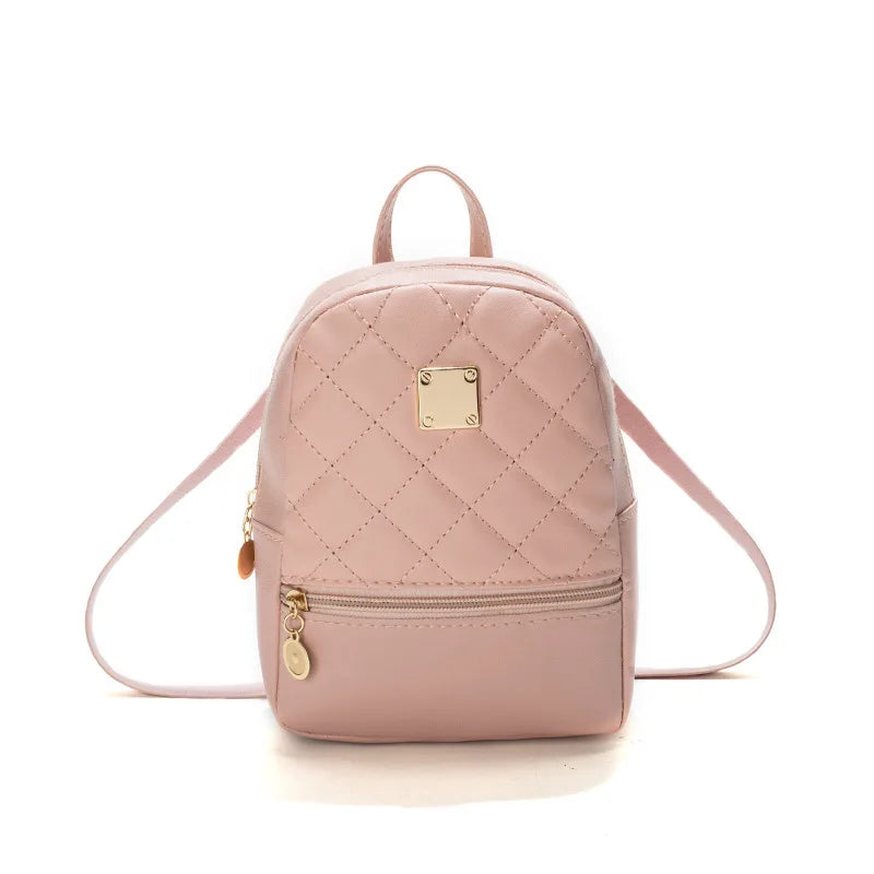 Embroidered Rhombus Stitching Backpack Soft Surface Change Mobile Travel Bag