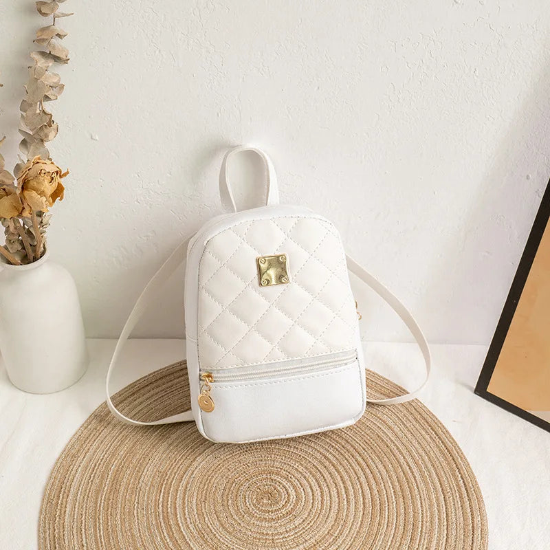 Embroidered Rhombus Stitching Backpack Soft Surface Change Mobile Travel Bag