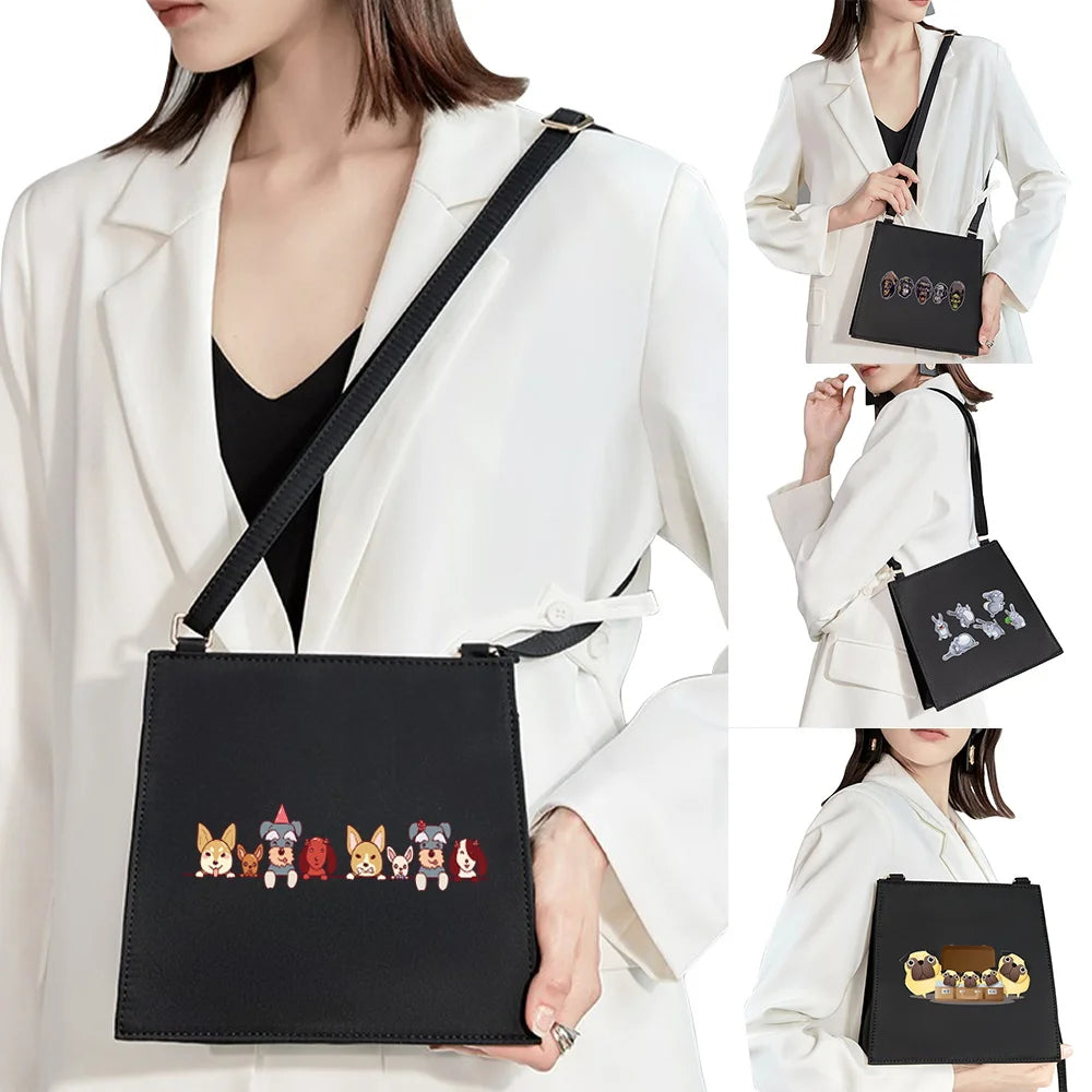 Cartoon Puppy Pattern Shoulder Bag for Women