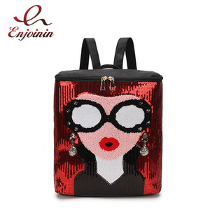 Sequins Dazzling Ladies Casual Backpack Shoulder Bag School Bags For Teenage Gi