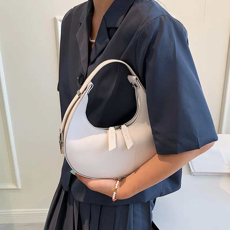 Half-moon Shoulder Bag PU Leather Crossbody Tote