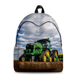 Tractor Pattern Student Backpack 3D Print Oxford Waterproof Travel Bag