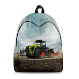 Tractor Pattern Student Backpack 3D Print Oxford Waterproof Travel Bag