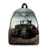 Tractor Pattern Student Backpack 3D Print Oxford Waterproof Travel Bag