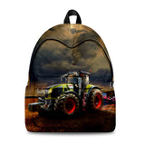 Tractor Pattern Student Backpack 3D Print Oxford Waterproof Travel Bag