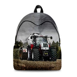 Tractor Pattern Student Backpack 3D Print Oxford Waterproof Travel Bag