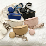 Women's Waist Bag Chest Bag PU Leather Fanny Pack 2Piece Messenger Shoulder Bag
