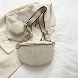 Women's Waist Bag Chest Bag PU Leather Fanny Pack 2Piece Messenger Shoulder Bag