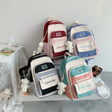 Canvas Patchwork Girls Backpack Urban School Bag Female Students Lightweight Lad