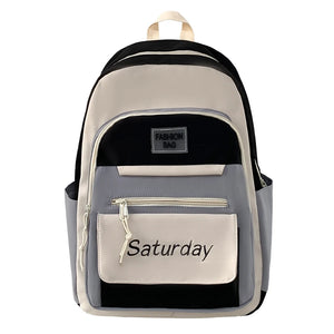 Canvas Patchwork Girls Backpack Urban School Bag Female Students Lightweight Lad