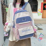 Canvas Patchwork Girls Backpack Urban School Bag Female Students Lightweight Lad