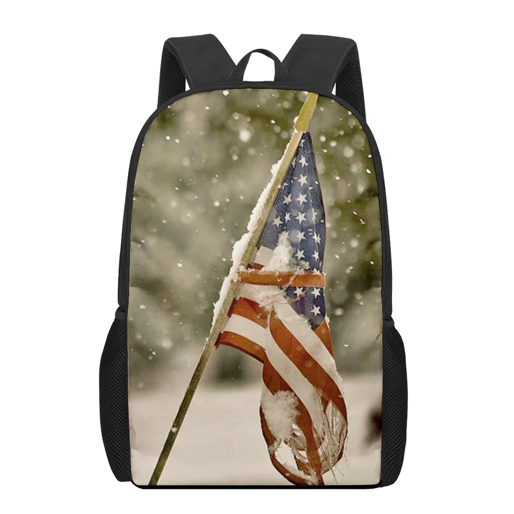 American Flag 3D Pattern School Bag for Children Girls Boys