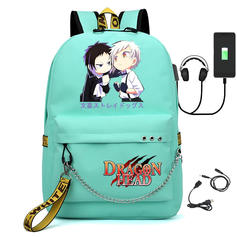 Bungo Stray Dogs Anime Girls School Backpack with USB Charging