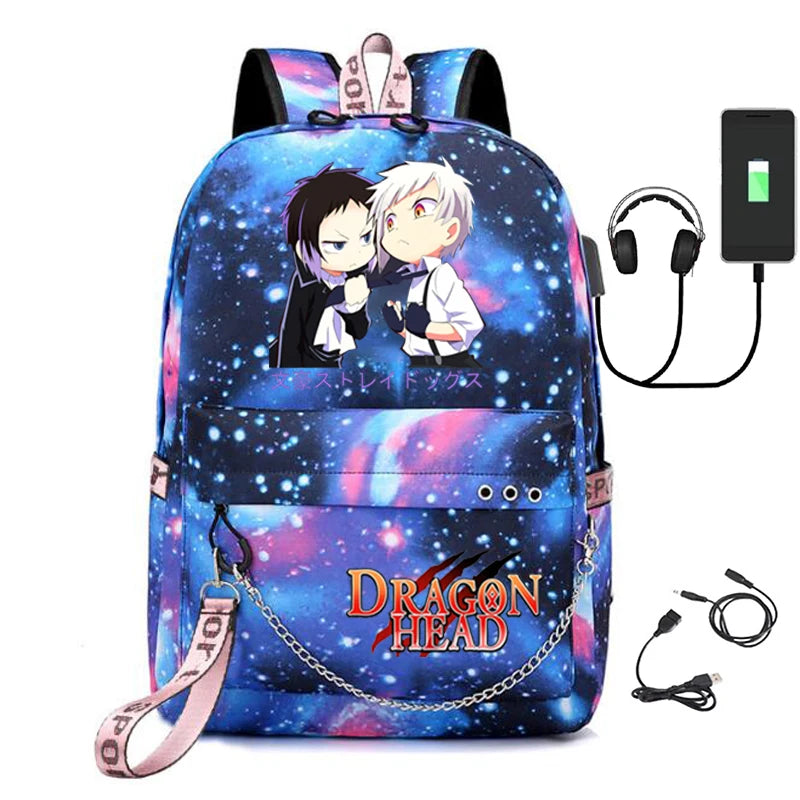 Bungo Stray Dogs Anime Girls School Backpack with USB Charging
