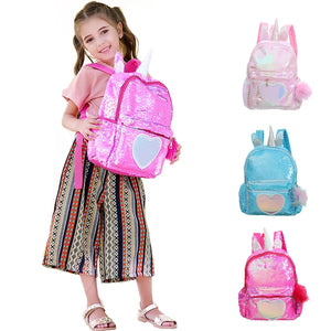 Unicorn Bag Sequin Children Backpack for Girls Schoolbag
