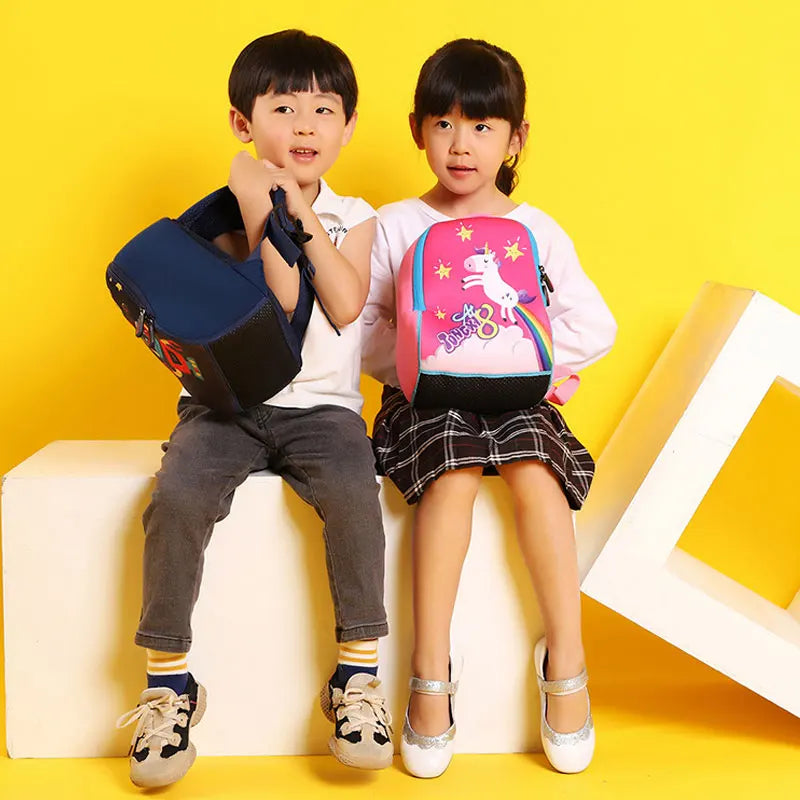 Unicorn Printed Kids School Bags for Boys Kindergarten Student Backpack