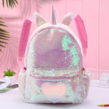 Kawayi Unicorn Sequins Backpack For Girls Children Schoolbag