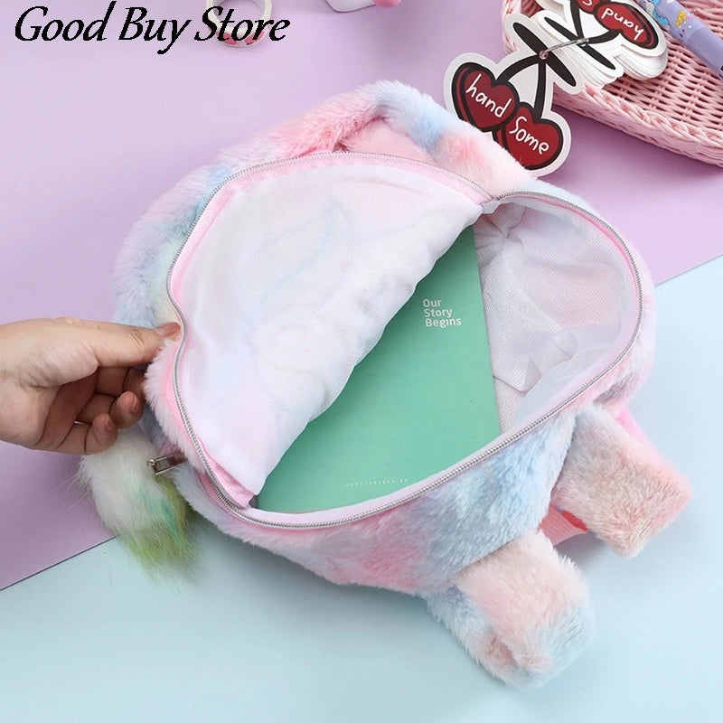 Unicorn Soft Plush School Bags Children Shoulder Backpack Toddler Girls Mochila
