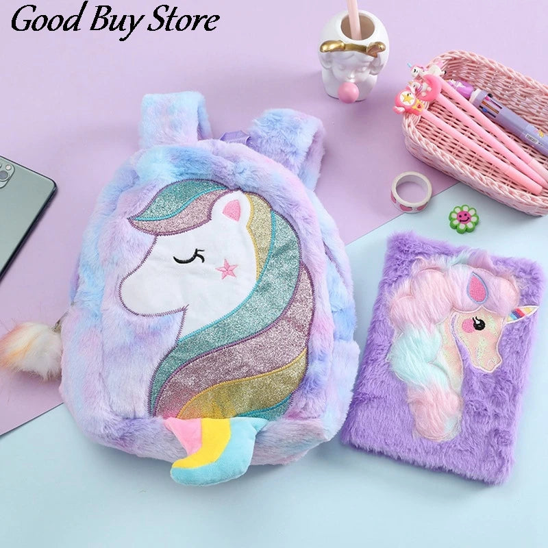 Unicorn Soft Plush School Bags Children Shoulder Backpack Toddler Girls Mochila