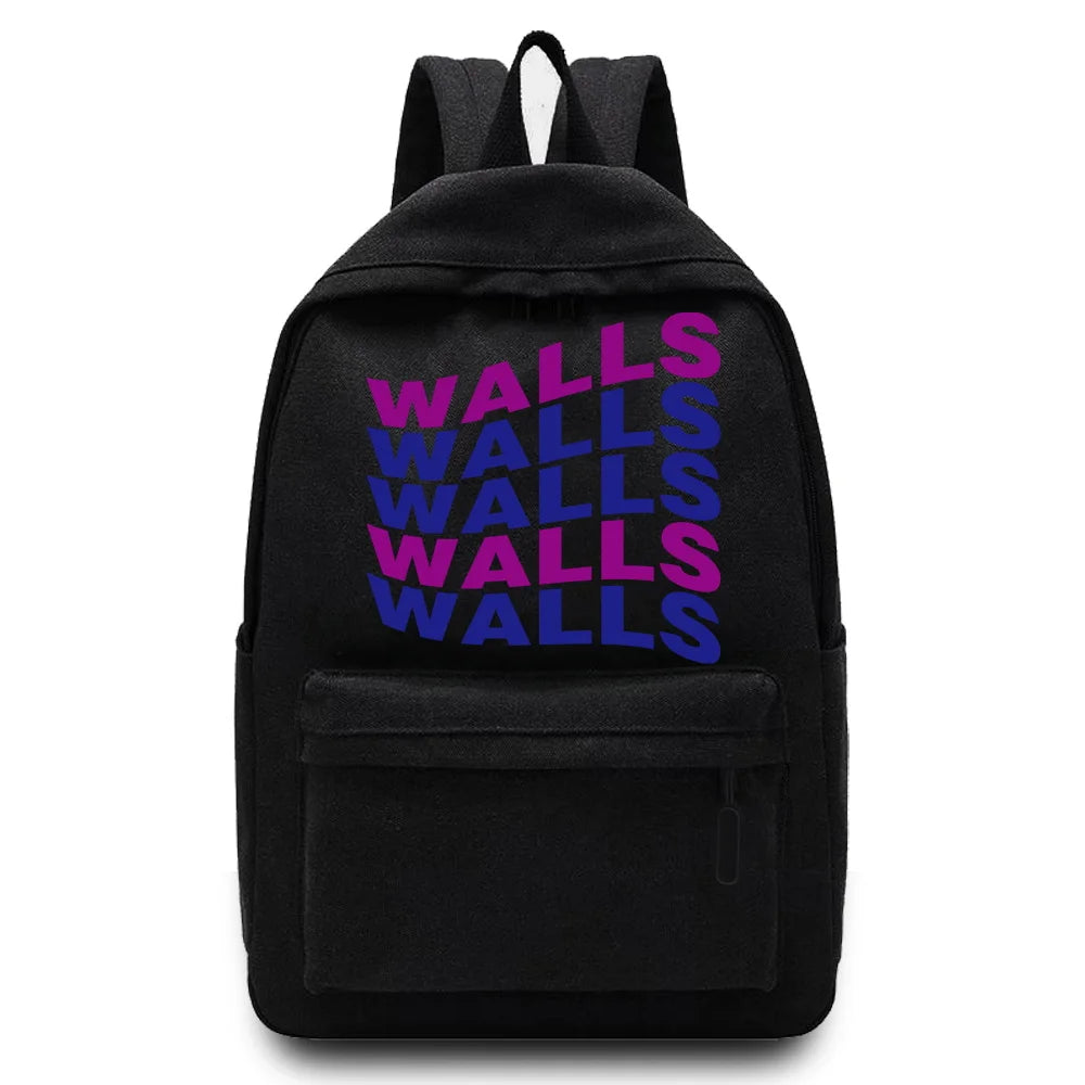 Unisex Canvas Wall Printed Backpack School Bag Large Capacity Rucksack