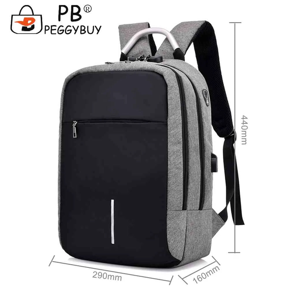 Unisex Code Lock Backpack Large Capacity Reflective Strip USB Interface