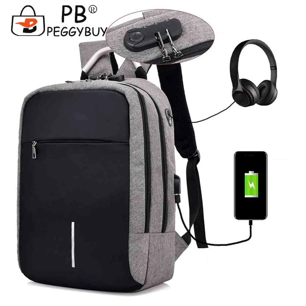 Unisex Code Lock Backpack Large Capacity Reflective Strip USB Interface
