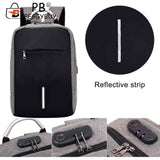 Unisex Code Lock Backpack Large Capacity Reflective Strip USB Interface