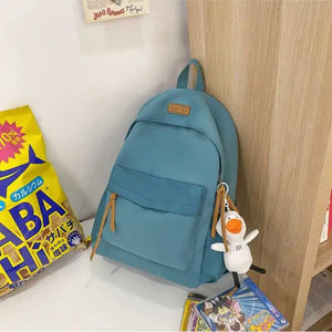 Unisex Nylon Backpack Student Japanese Solid School Backpack
