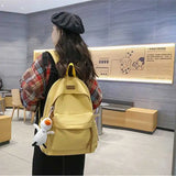 Unisex Nylon Backpack Student Japanese Solid School Backpack